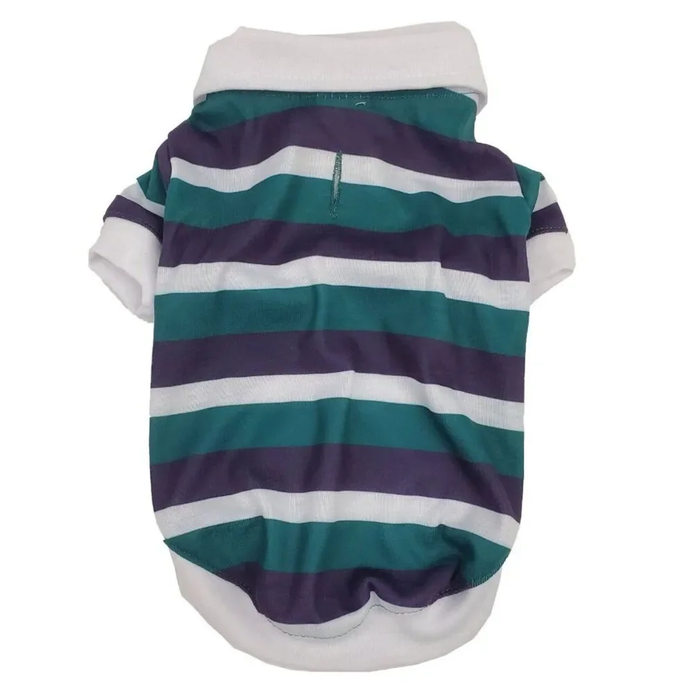 Navy Stripe Pet Polo - sz S (12-14